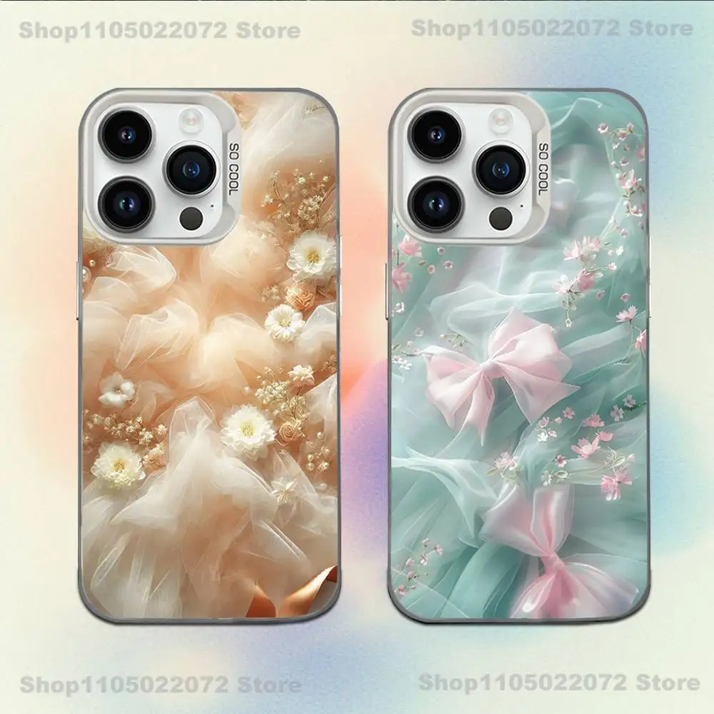 

Lace Flower Phone Case For iPhone 16,15,14,13,12,11,Mini,Pro,E,MAX White Candy Matte Shockproof Cover