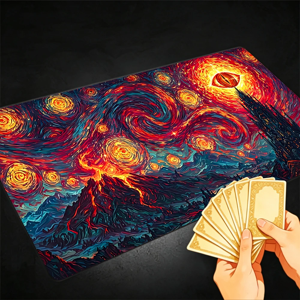 Black Castle and Evil Eye TCG Playmat Magic Playmat Gathering Gaming Mat with Stitched Edge Anti-slip base Trading Card Game