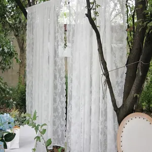 Cortinas de haste semitransparente de renda francesa branca adequadas para filtrar a luz nas janelas da sala de estar, conjunto de uma peça 12 principais vendas cortinas em renda - №4