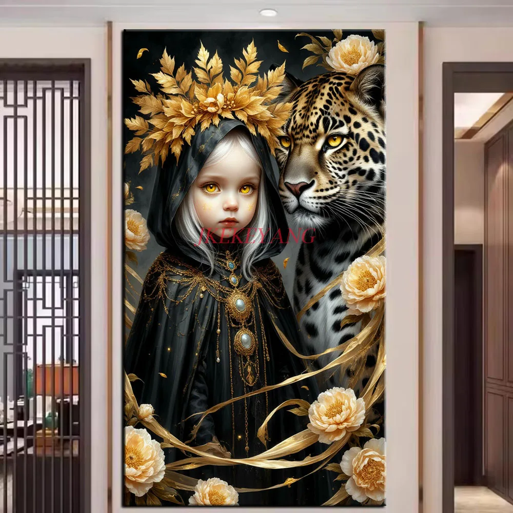 

Милый мальчик и леопардовая картина «сделай сам», алмазная живопись, вышивка крестиком, полная дрель, алмазная мозаика, новая коллекция, домашний декор