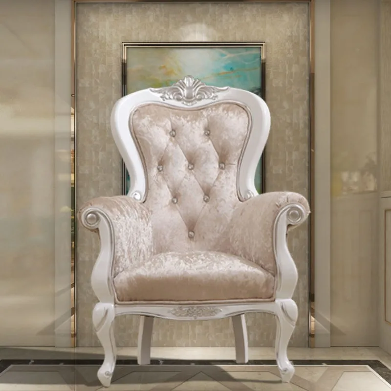 All solid wood reception chair, European tiger chair, neoclassical negotiation chair, French single seat carved sofa