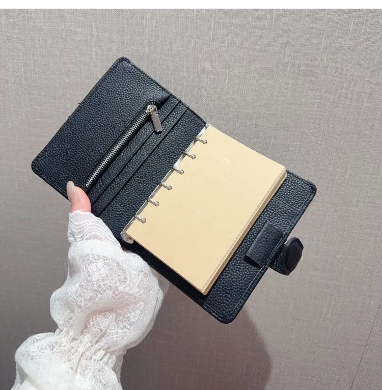 

Ежедневник A7 Mini Rings Planner 2026, новый, из натуральной кожи, черный, органайзер для заметок и записей, канцелярские принадлежности