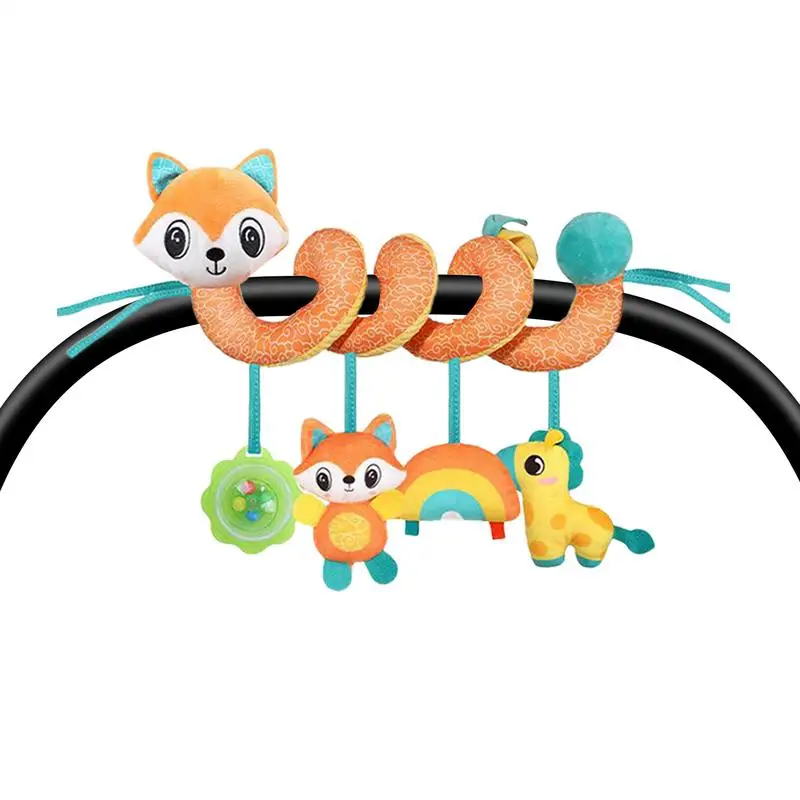 ألعاب مقعد السيارة للأطفال عربة أطفال مع جرس مدمج ملون حسية قطيفة عربة أطفال مزخرفة لحضانة السرير