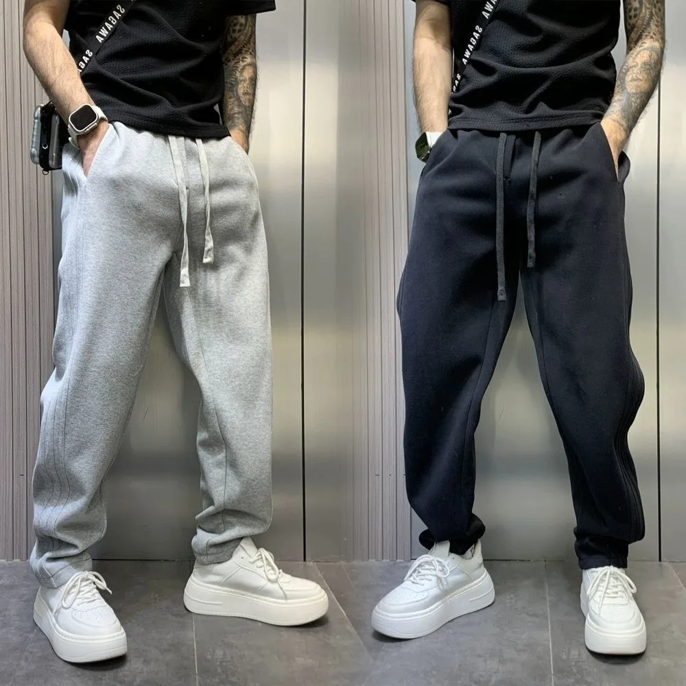 ey سروال هارلان كاجوال مستقيم الساق للرجال ملابس رياضية فضفاضة ملونة للخريف والشتاء مقاس كبير 250 Pou Harlan Trou...