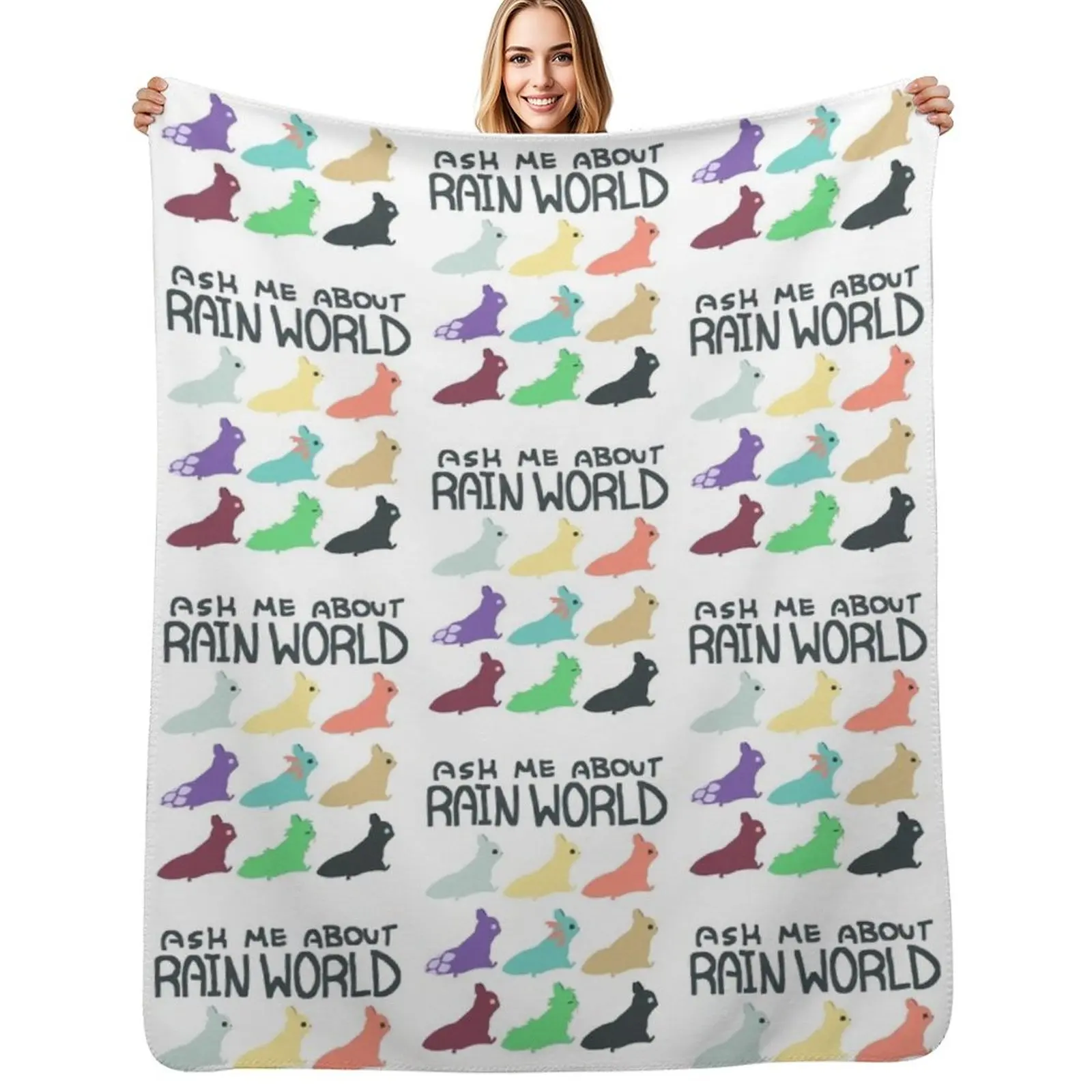 Ask me about rain world Throw Blanket Flannel Fleece Soft Warm Throw Blanket