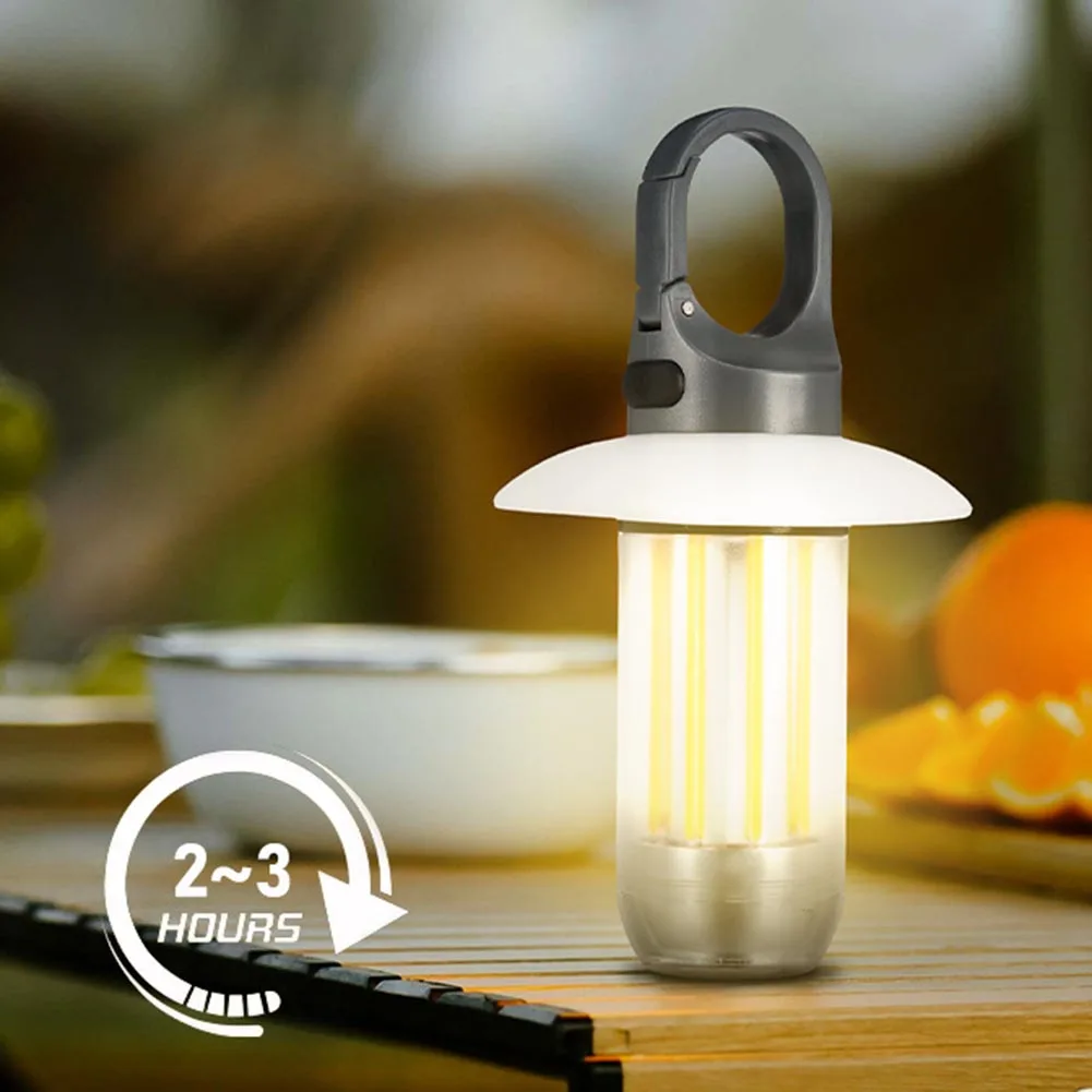USB recarregável dupla fonte de luz, luz de tenda, branco quente, lanterna, lanterna camping, iluminação de pesca noturna, 600mAh