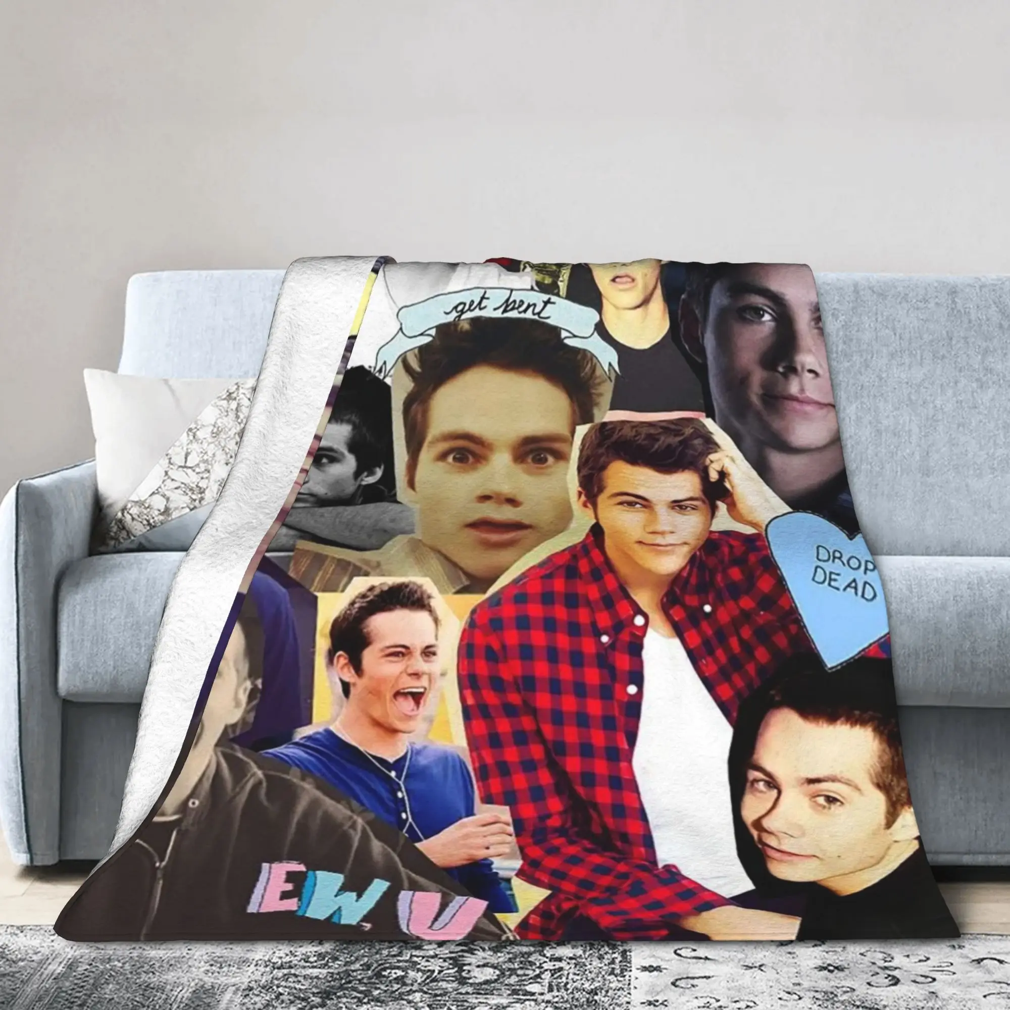 Dylan O'Brien Collage Knitted Blankets Coral Fleece Plush Actor Super Warm Throw Blankets for Airplane Travel Bed Rug