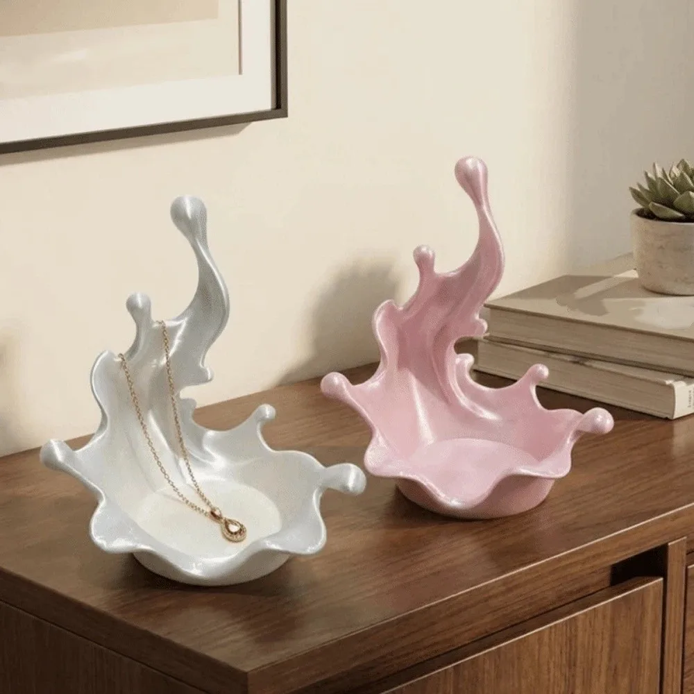 3D Printed Splash Shaped Jewelry Tray Plastic Decorative Water Splash Trinket Holder Wave Shaped Vivid Sundries Storage Tray