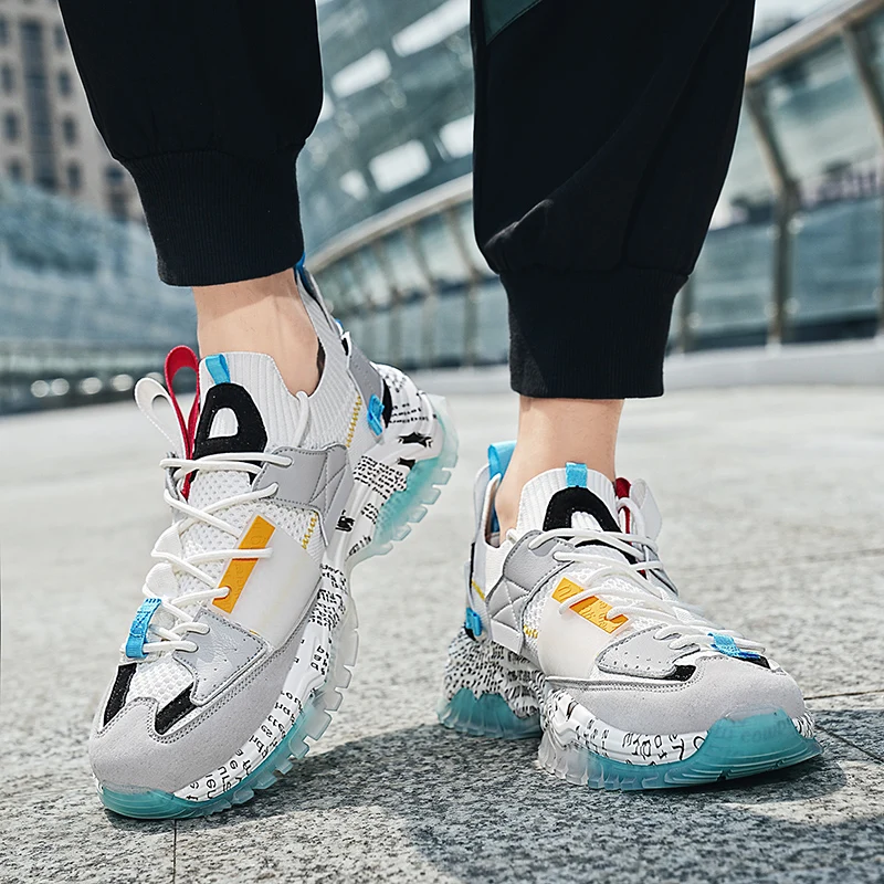 Nowe modne masywne designerskie trampki męskie na platformie buty sportowe do joggingu gruba podeszwa tatusiowie buty rekreacyjne buty do chodzenia