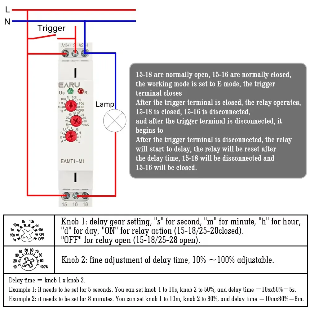 1PCS 16A Multifunction Type 0.1 Second -10 Days Timer Relay with 10 Function Choices AC DC 12V-240V 250VAC Time Relay Din Rail