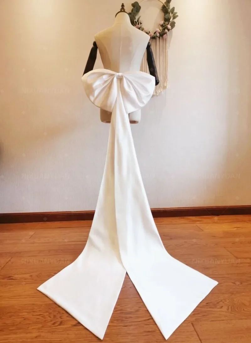 Vestido de novia con lazo de satén grande, vestidos de novia extraíbles, nudos de satén, bricolaje, venta al por mayor