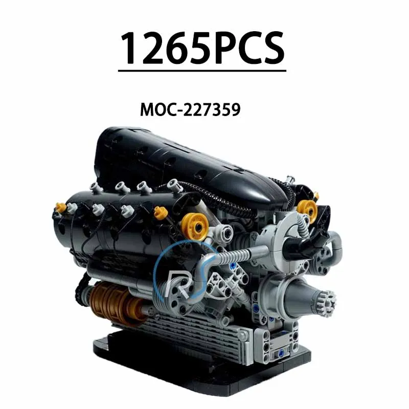 

MOC-227359 V6 Hybrid Engine F1 Engine Supercar Racing Engine 1265PCS Building Blocks Toy Christmas Gift for Kids