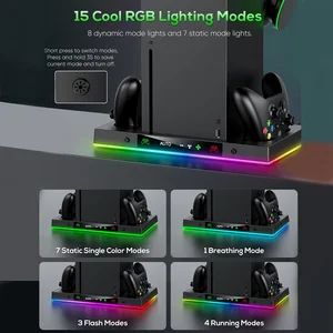 حامل شحن سريع مروحة RGB LED متعدد الوظائف ، وحدة تحكم Xbox Series X ، محطة تحكم مزدوجة ، قفص اتهام أفضل 6 مبيعات للبنادق لأجهزة Xbox - No3
