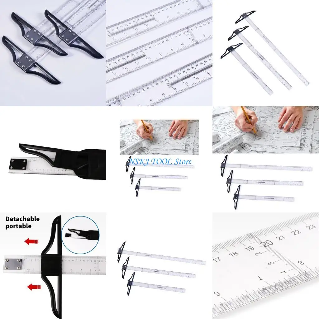 

L8RC Removable T Bar Acrylic Measuring Rulers For Construction Technical Drawing