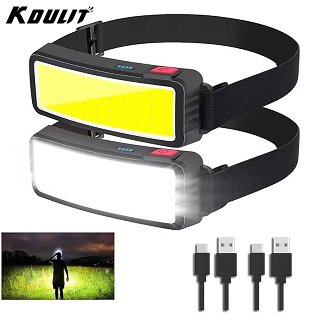 USB Rechargeable COB LED HeadLamp 3 Mode Head Flashlight Built-in Battery Headlight Led Head Torch Camping Fishing Search Light