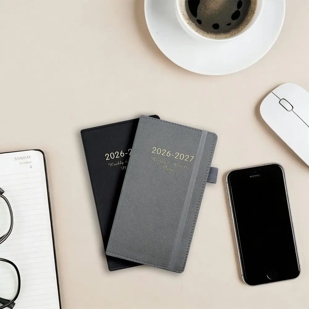 الإنجليزية 2026 جدول مخطط المفكرة 12 شهرا بولي Leather الجلود جدول الأعمال دفتر التخطيط المرجعية مقاومة للاهتراء قائمة المهام دفتر