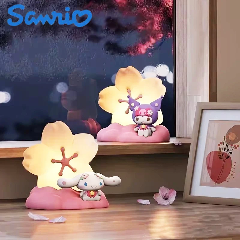 

Sanrio Kuromi Cinnamoroll Night Light Cherry Blossom Season Series Figure Kawaii Bedroom Decoration Children Cute Festival Gifts