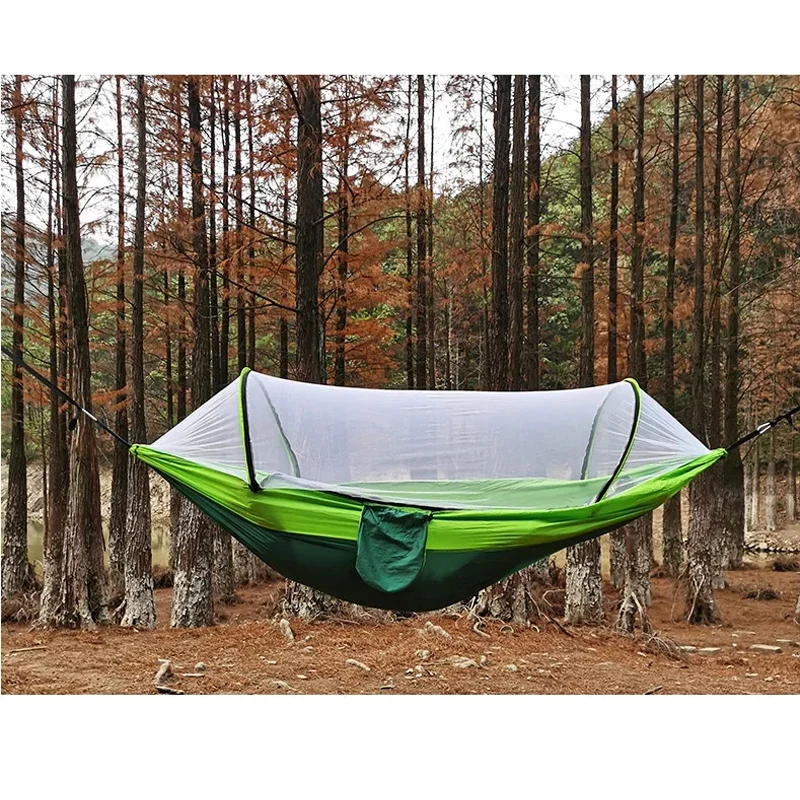 

Automatic Quick-opening Mosquito Net Hammock Outdoor Camping Pole Hammock swing Anti-rollover Nylon Rocking Chair 260x140cm