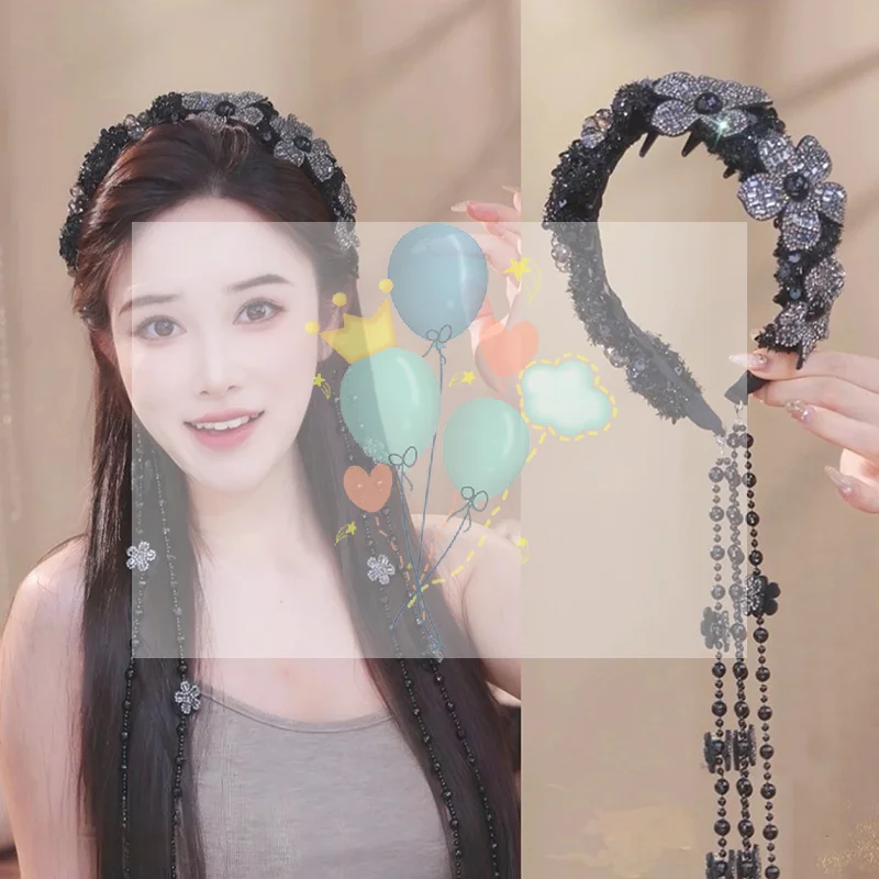 レトロカジュアルラインストーン太陽の花蝶フリンジヘッドバンド女性女の子帽子アクセサリーギフト