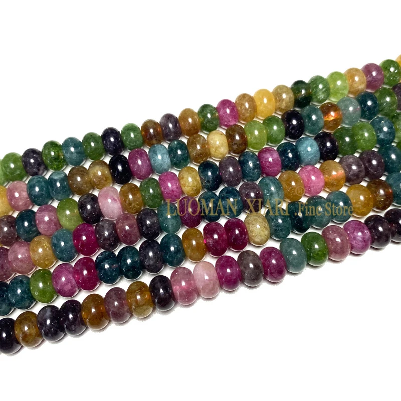 5x8MM Rondelle Natural Chalcedony Tourmaline Color Stone Beads Loose Spacer Beads for Jewelry Making Diy Bracelet Accessories