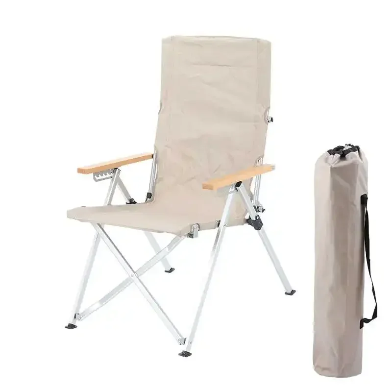 Outdoor aluminum alloy six-gear adjustment fishing leisure camping high-back recliner curved chair