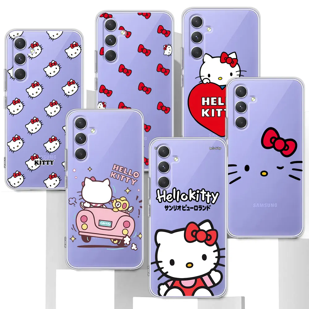 Cute Hello Kitty Case for Samsung Galaxy A51 A14 A54 A12 A41 A21s A13 A15 A55 A71 A23 A31 A33 A52 A24 A32 Soft TPU Phone Cover