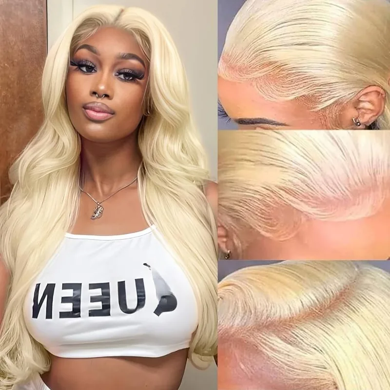 Rosabeauty 613 HD Transparent Body Wave 13x6 Blonde Lace Front Human Hair Wigs 250 Density 13X4 Frontal Wig Preplucked For Women