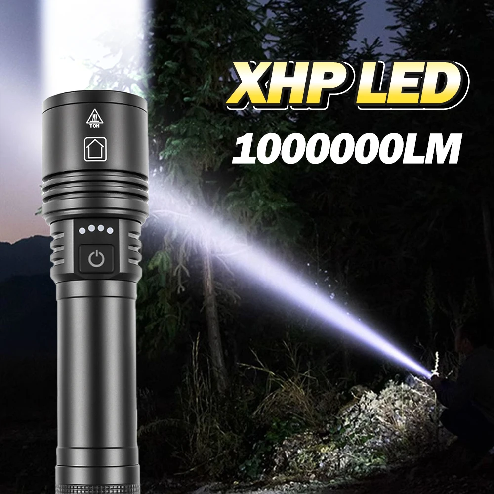 10000000LM Powerful LED Flashlight Super Bright Rechargeable Portable Ultra Power Torch lamp Outdoor Emergency Camping Lantern