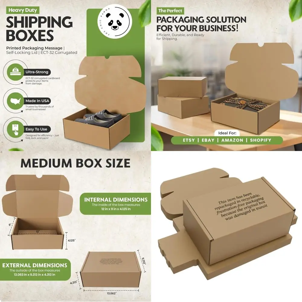 

Картонные коробки для обуви среднего размера 12x9x4.125 дюймов (50 шт.) - прочные, с самозащелкивающейся крышкой для хранения и транспортировки