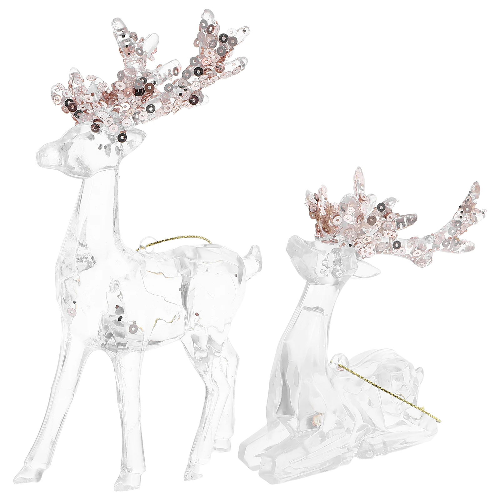 

2Pcs Xmas Tree Hanging Reindeer Ornaments Clear Acrylic Elk Holiday Christmas Decorations Festive Pendant Home Decor