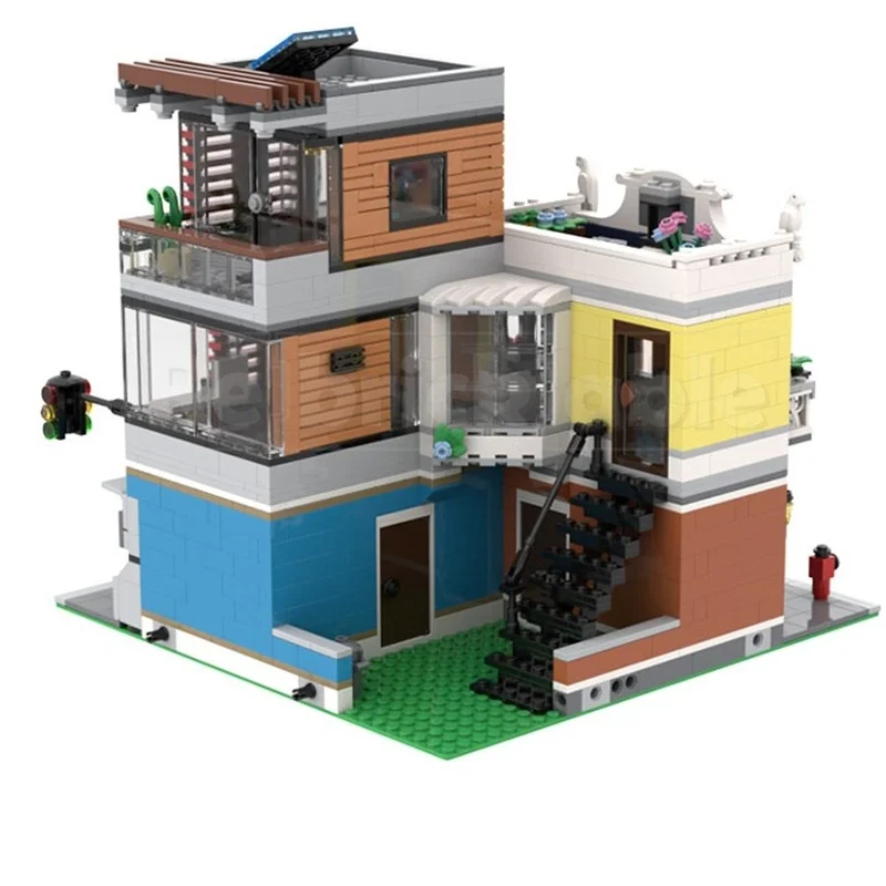 1553 قطعة MOC Townhouse متجر الحيوانات الأليفة وحدات الخالق نموذج اللبنات لعبة العمارة لتقوم بها بنفسك الإبداعية الطوب هدية الكريسماس للأطفال #3