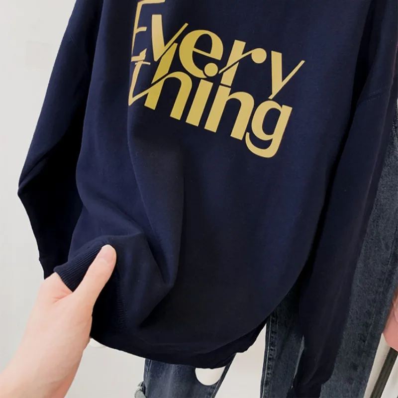 Sweats à capuche sans chapeau College pour femmes, Streetwear de mode coréenne, All-Match, Loisirs, 03/imprimés At, Confortable, Rajeunissant, Attrayant, Automne