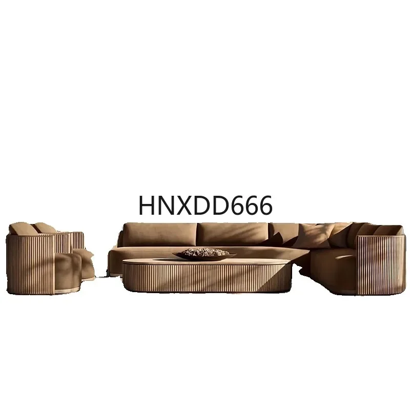Outdoor Villa Courtyard Teak Sofa Set Waterproof Sun Protection Garden Furniture Combination for Relaxation And Entertaining