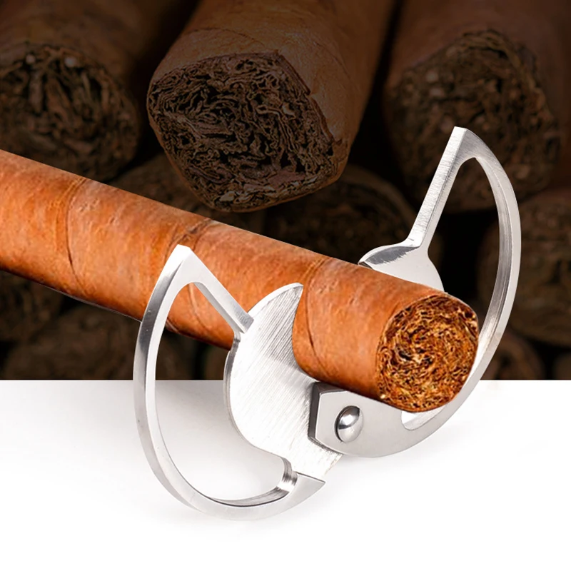 Stainless Steel Double-Edged Circular Cigar Scissors, Guillotine, Personalized Puncher, Cigarette Cutter, Cigar Accessory Tool