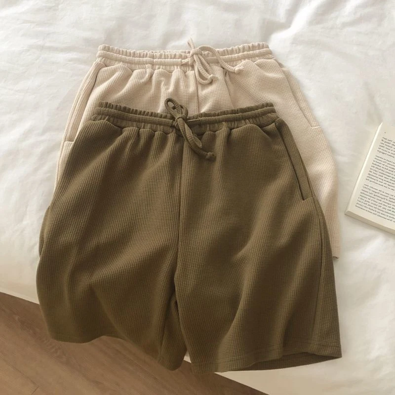 

plus Size High Waist Wide Leg Pants Three-quarter Length Casual Sports Women's Clothing Summer Korean Style Flat Footwear