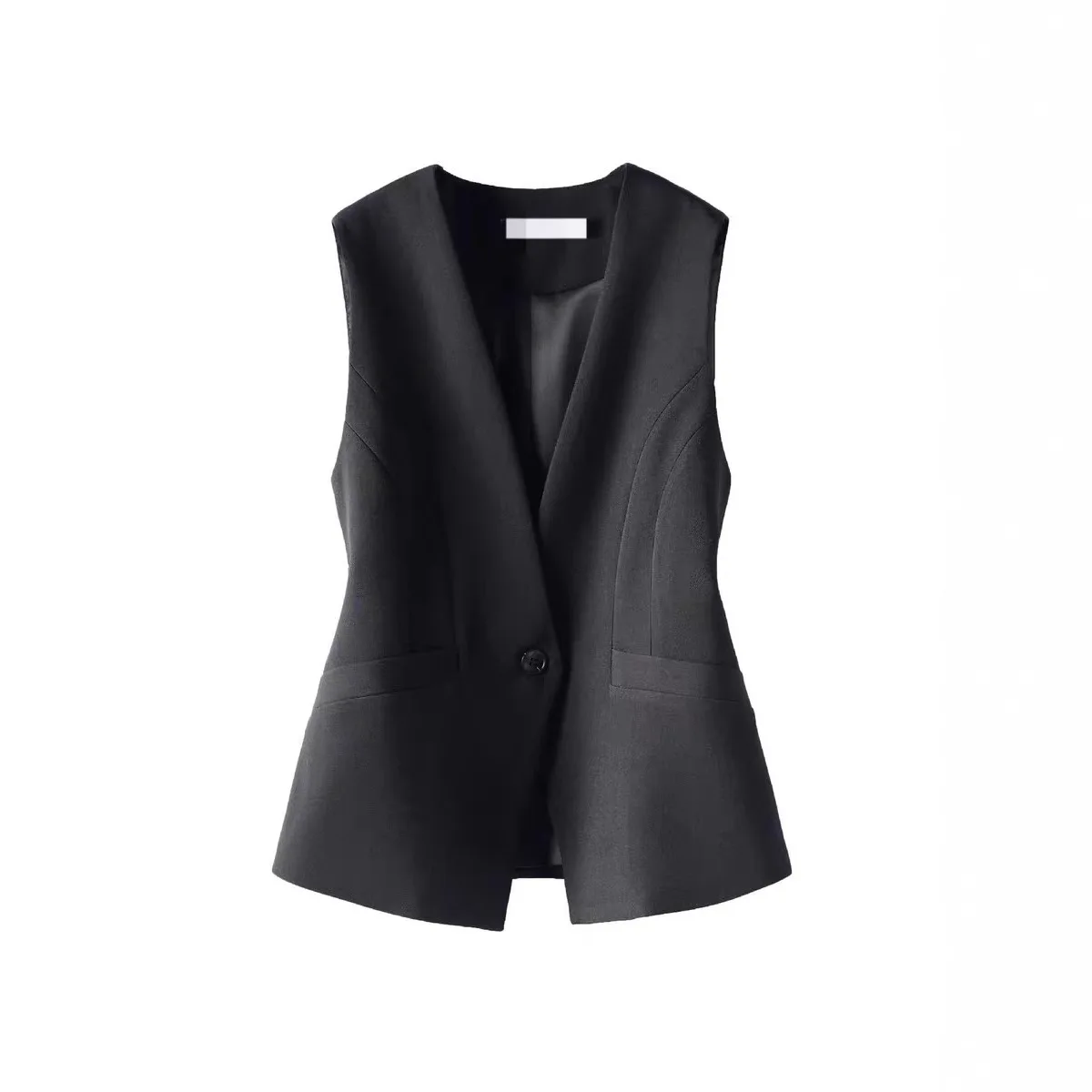 Wiosna Lato Koreańska Moda Kamizelka 2025 Nowa Damska Krótka Modna Kamizelka Bez Rękawów z Dekoltem w Serek Casualowa Kamizelka Płaszcze Damskie Top