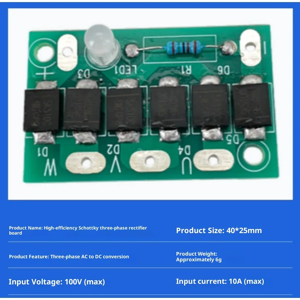 Three-phase Rectifier Bridge Generator Rectifier Board Patch, High Current 10A, High Efficiency with Indicator Light