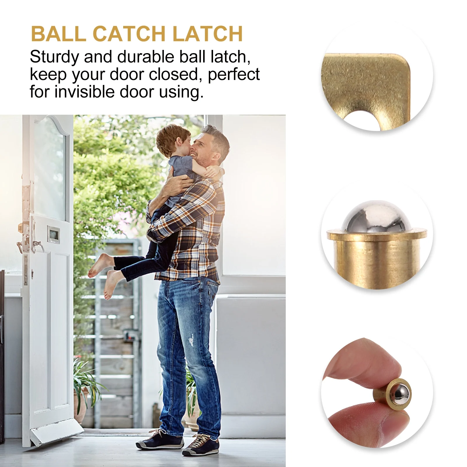 

10 Pcs Copper Bump Beads Catch Round Furniture Door Ball Latch Spring Lock Cabinet