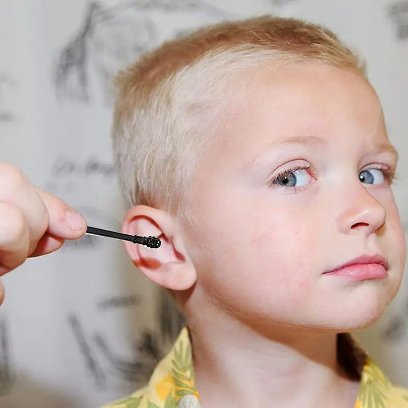 Cuchara para la oreja adhesiva para niños, accesorio para la oreja en espiral, con cabeza de silicona, 20 piezas ABS