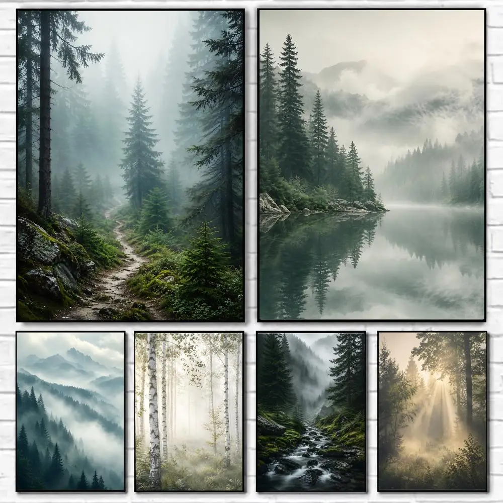Foggy Forest Poster Anime Movie Music Wall Art Posters Room Decor for Bedroom Interior Decoration