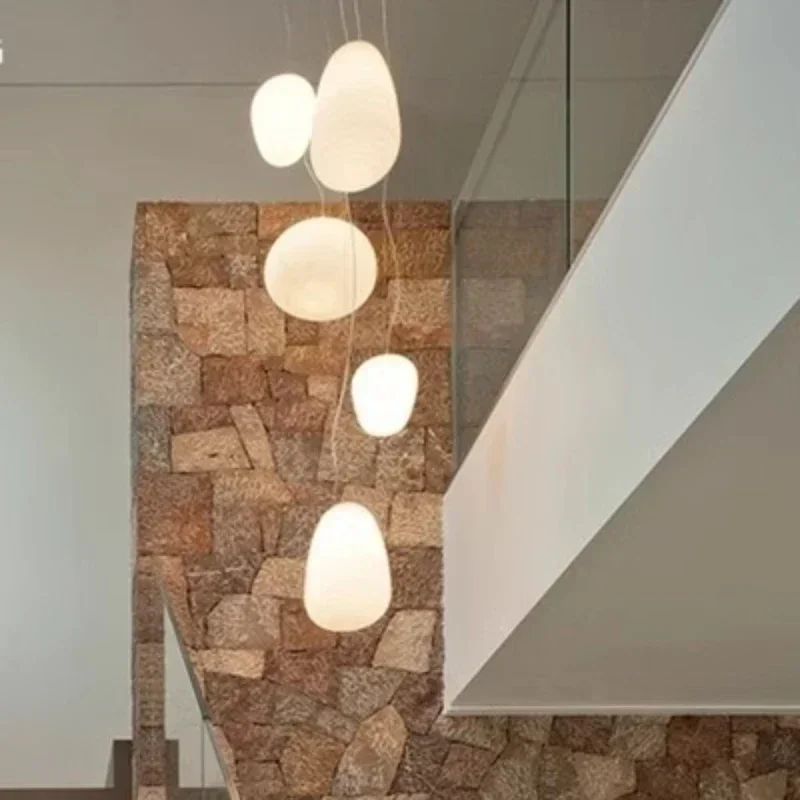 SANDYHA Modern Milky White Glass Pendant Light Whorls Cocoon Ceiling Chandelier For Bedroom Dining Table Study Home Decor