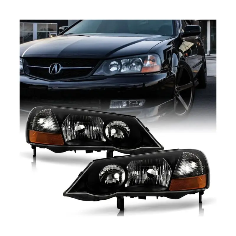 

​​ ACANII - For [ HID Xenon Model] 2002-2003 Acura TL Black Headlights Headlamps Replacement Pair Driver + Passenger Side