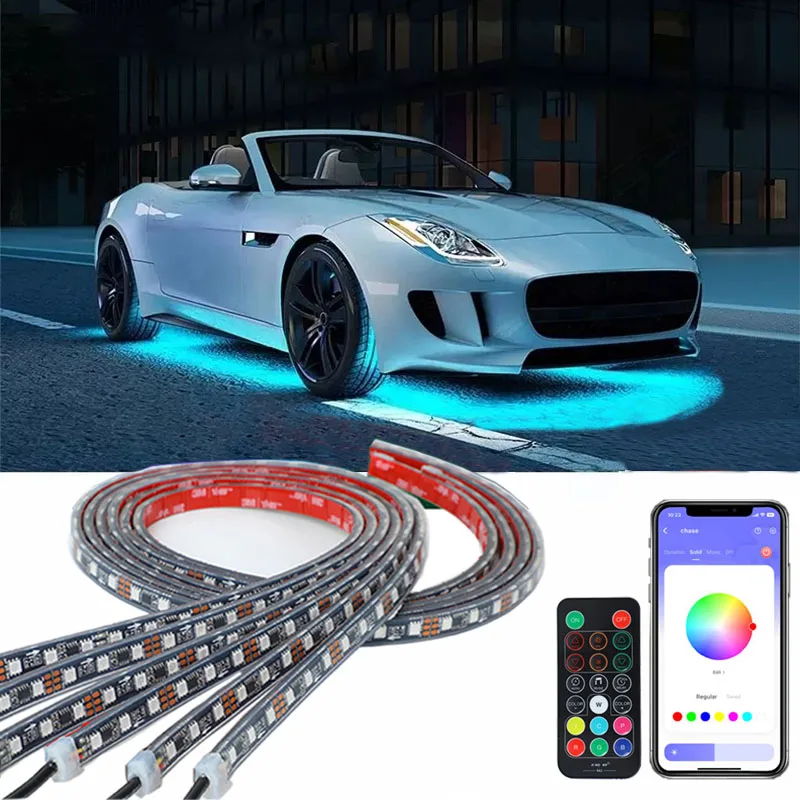 Car Under Glow Kit 3 Years Warranty RGB Chasing LED Neon Underbody IP68 Waterproof RGBIC Underglow Light for Car