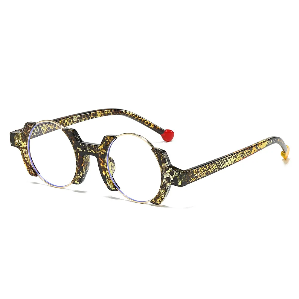 Trendy Hip-Hop Round Irregular Anti-Blue Light Glasses for Men and Women Decorative Glasses Frames
