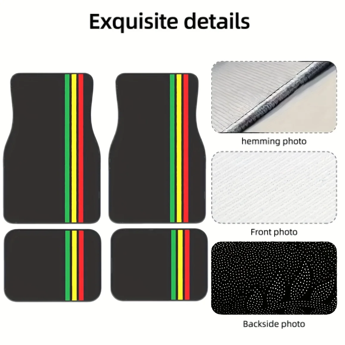 Universal Car Mats - 4pcs Striped Pattern Style Elements - Suitable For Front And Rear Seat Protection Of All Vehicles - Stylish