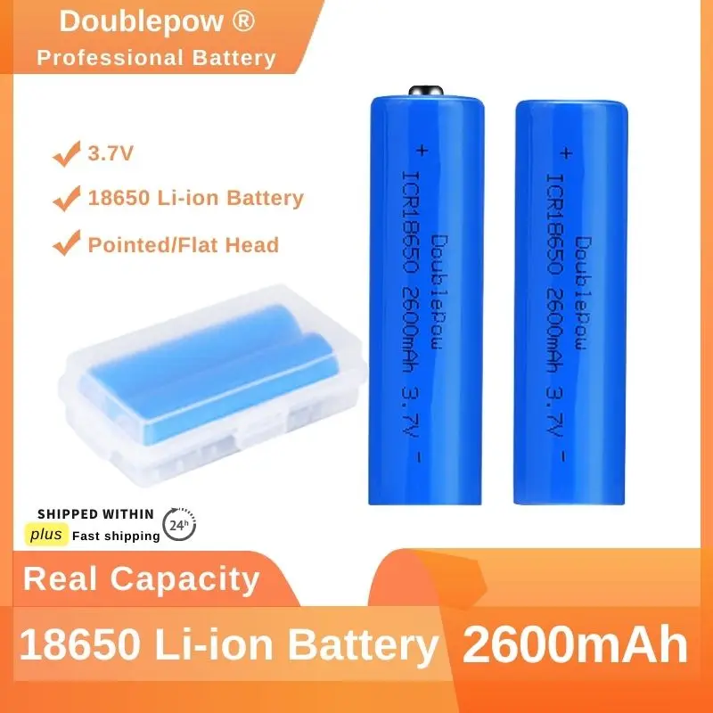 

DOUBLEPOW 3.7V 2600mAh 18650 Rechargeable Lithium Ion Battery 100% New Original Batteries Pack for Fan Mobile Power Flashlight