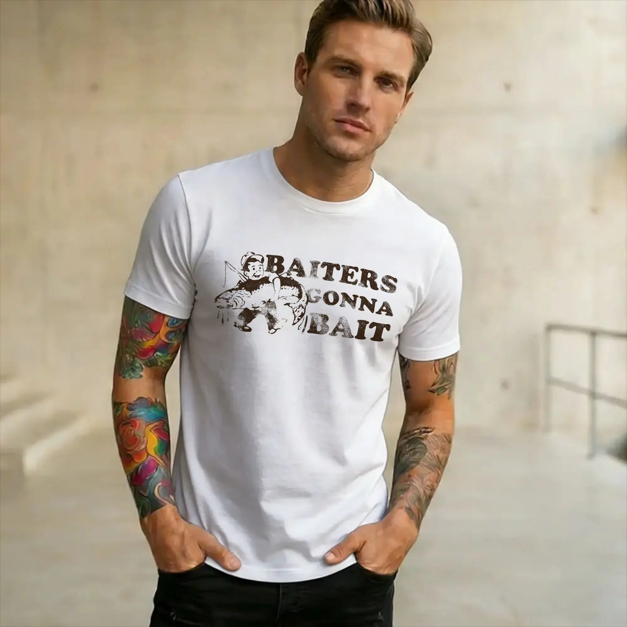 Men Women Master Baiter Funny Fishing  T Shirt Cotton Graphic T-Shirt  Clothing Outfits