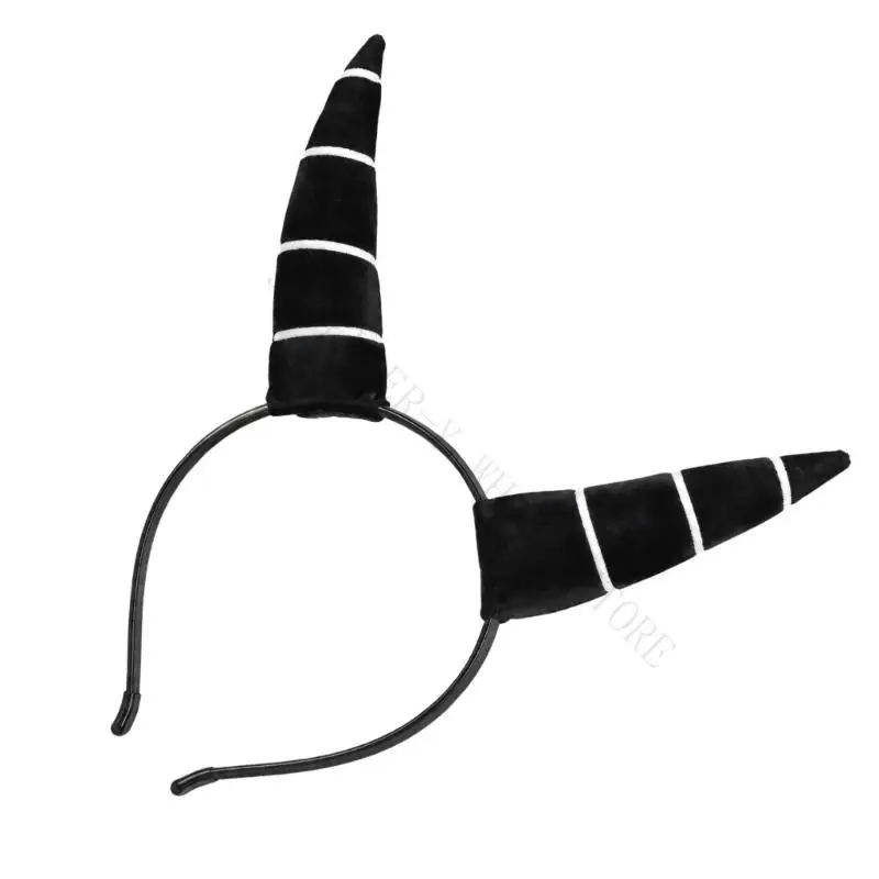 R7UF Devil Costume Headpiece Plush Removable Horn Cover Headband for Anime Event