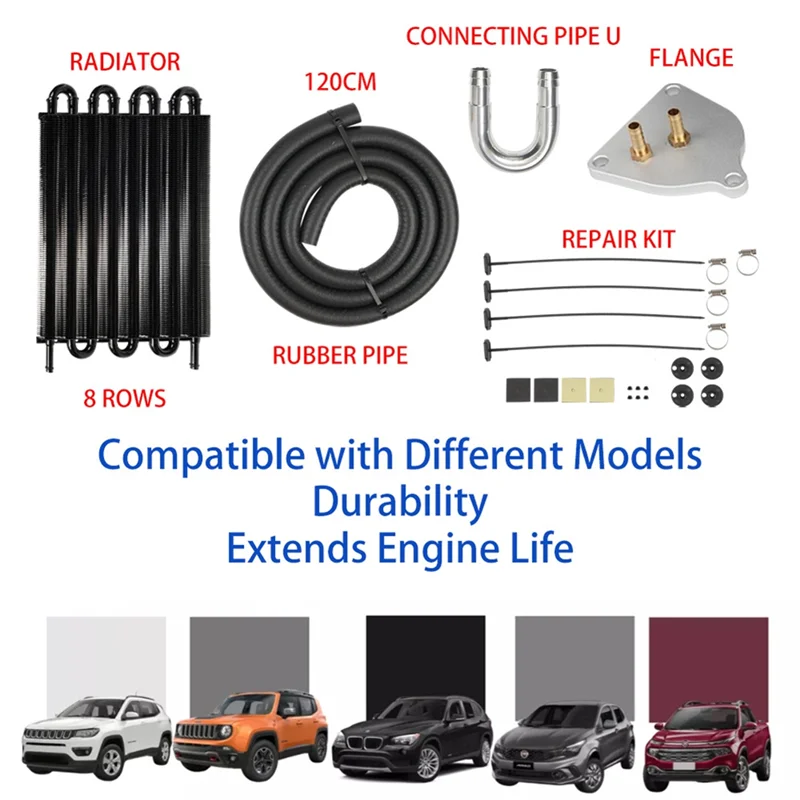 

Durable-Universal Car Radiator Kit Air Conditioning 8-Row Condenser With Transmission Connector