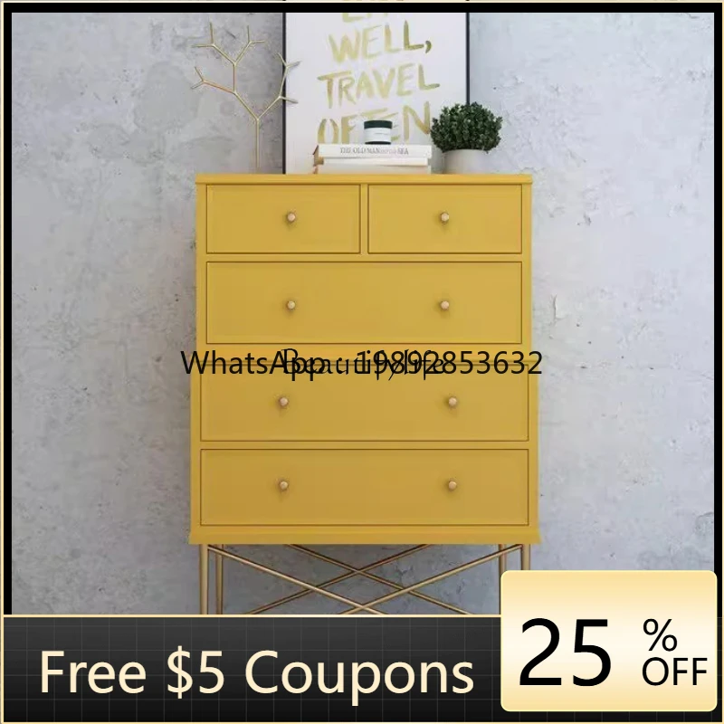 FF American country solid wood chest living room bedroom five pumping storage solid wood porch side cabinet